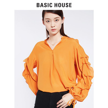 Basic House/百家好2018新款时尚通勤亮色系宽松百搭衬衫HSBL521E图片