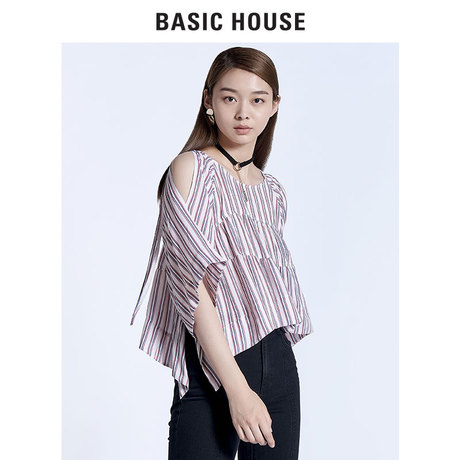 Basic House/百家好秋季格子上衣淑女风格衬衫休闲短袖女HRBL525E商品大图