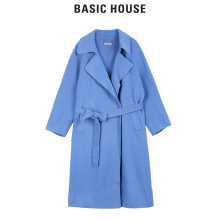 Basic House/百家好2018秋冬新款毛呢大衣女修身纯色外套HSCA720H图片