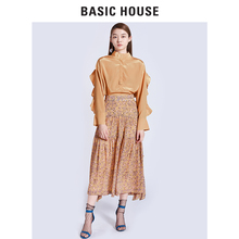 Basic House/百家好明星同款女士中长款百搭宽松碎花裙子HRSK525B图片