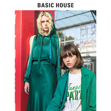 Basic House/百家好2018新款韩版宽松连帽卫衣潮流上衣女HSBL325B图片