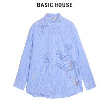 Basic House/百家好女装秋季新品长袖衬衣韩版印花休闲衫HRWS727B图片