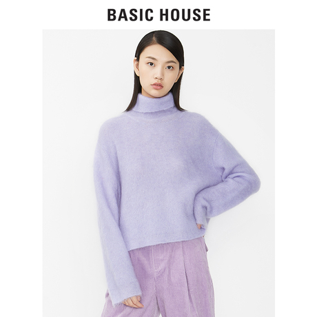 Basic House/百家好2018冬季新款马海毛高领针织毛衣女HSKT721L商品大图