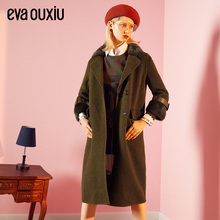 evaouxiu伊华欧秀商场同款冬季女装新款阿尔巴卡毛领毛呢外套图片