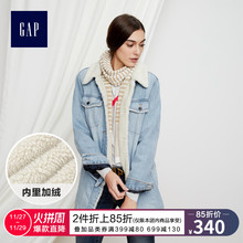 Gap女装加绒加厚牛仔外套383383 W 秋冬仿羊羔绒宽松中长款夹克女图片