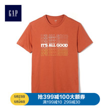 T恤夏季435895 2019新款 Gap男装 纯棉短袖 上衣印花圆领打底衫
