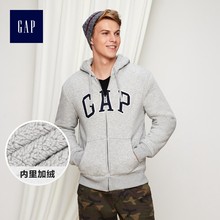 休闲logo上衣男士 Gap男装 加绒加厚卫衣356277 连帽开衫 外套潮