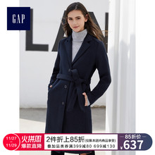 Gap女装含羊毛毛呢大衣383382-1 W 冬装纯色系带翻领外套图片