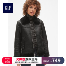 Gap女装 摩登时尚仿毛皮夹克 机车外套女388337 冬装图片