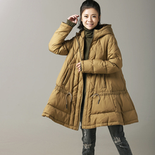 米可可  Y2001 文艺大码宽松A字大摆连帽中长款羽绒服女 2018冬图片