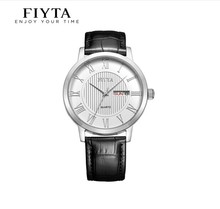 FIYTA 飞亚达 经典 手表 系列石英情侣表男表白盘皮带DG0020.WWB