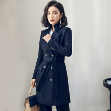 艾尚臣2018秋季新款职业装毛呢纽扣大衣中长款女韩版工作服外套图片