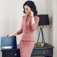 艾尚臣职业套装女新款时尚气质修身OL前台美容院工作服正装连衣裙图片