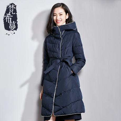 梵希蔓冬季羽绒服女中长款2018新款修身显瘦连帽白鸭绒加厚外套女商品大图