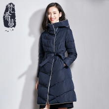梵希蔓冬季羽绒服女中长款2018新款修身显瘦连帽白鸭绒加厚外套女图片