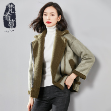 梵希蔓加厚加绒外套女2018新款秋冬短款长袖宽松翻领休闲保暖大衣图片