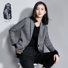 梵希蔓复古格子西装外套女2018秋冬新款职业休闲韩版长袖修身西服图片