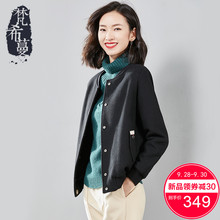 梵希蔓妮子外套女短款矮个子2018秋冬款黑色棒球领简约毛呢大衣女图片