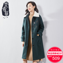 梵希蔓2018流行大衣女新款中长款秋冬呢子毛领修身韩版毛呢外套女图片