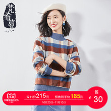 【预售】梵希蔓半高领卫衣女秋冬套头长袖呢料格子宽松上衣女图片