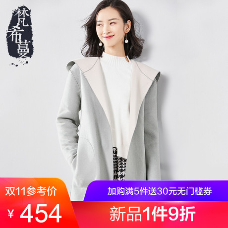梵希蔓双面尼女大衣中长款2018冬季新款呢子收腰显瘦连帽毛呢外套商品大图