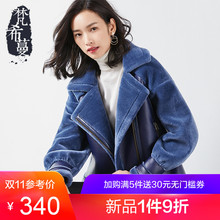 梵希蔓机车外套女冬2018新款翻领加绒拼接pu皮短款加厚保暖夹克女图片