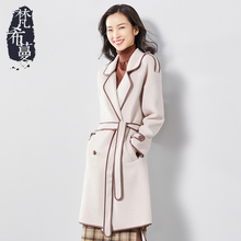 梵希蔓双面呢大衣女2018新款冬季中长款双排扣羊毛修身毛呢外套女图片