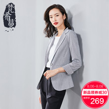 梵希蔓条纹西装外套女韩版休闲2018秋季新款修身长袖薄款OL小西服图片