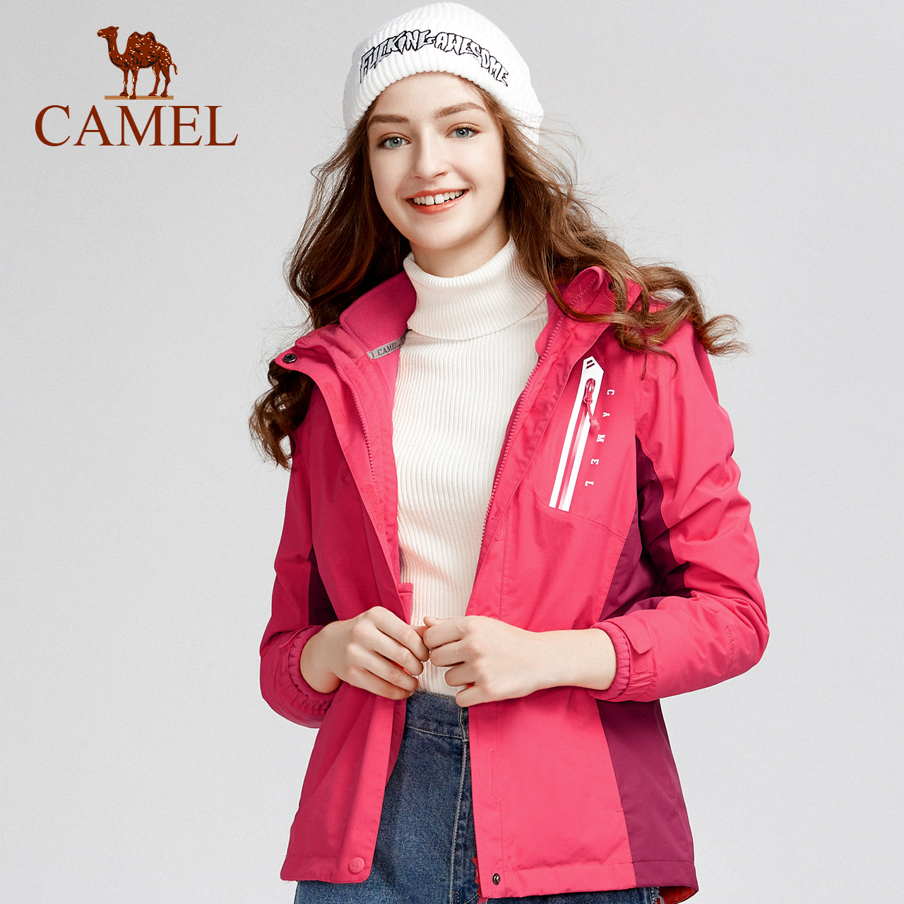 【 New Product 】 Camel Outdoor Charge Coat Men's and Women's Fashion Brand Wind proof and Waterproof Three in One Couple Charge Coat