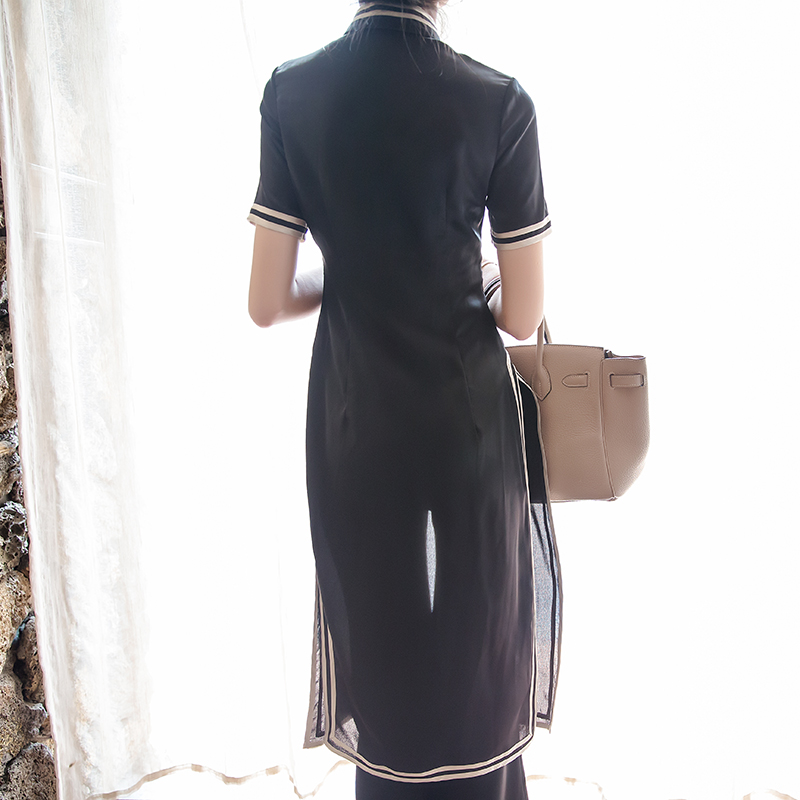 国风2018春装新款女装名媛改良旗袍阔腿裤时