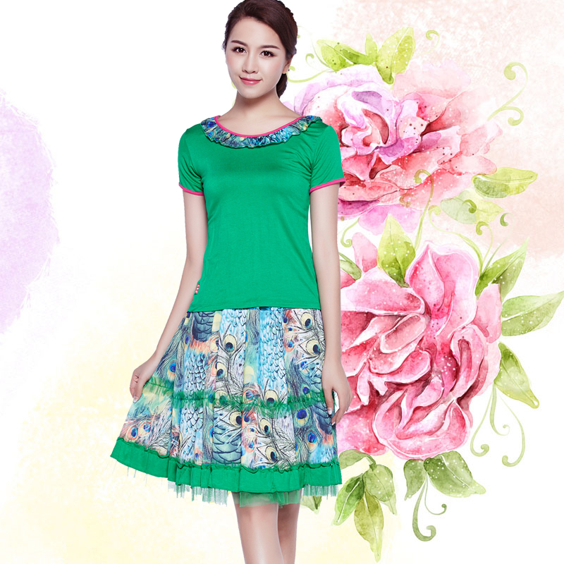 广场舞服装新款套装上衣夏短袖女跳舞衣服中老