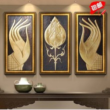 金箔画客厅玄关走廊装 东南亚油画泰式风格 饰画高档会所挂画佛手