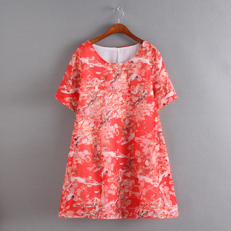 2018新款女装真丝连衣裙夏 OL职业短袖A字裙