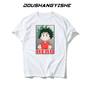我的英雄学院短袖T恤绿谷出久欧尔麦特二次元动漫周边男女衣服夏