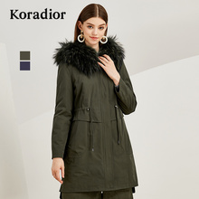 Koradior/珂莱蒂尔品牌女装2018冬装新款中长款时尚韩版派克服女图片