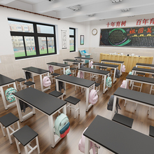 学校辅导班学生课桌培训班课桌书桌写字桌双人培训桌椅学习桌批发