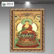 结缘阿弥陀佛菩提树下释迦牟尼佛菩萨华严三圣挂画油画佛像画像竖
