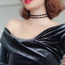 珍珠项链简约复古宽面透明鱼线项圈锁骨链X152 韩国少女choker短款
