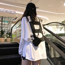 2019早春白色长袖T恤女春秋新款韩版宽松chic春季上衣中长款衣服