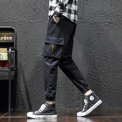 胖哥宽松工装裤男休闲裤潮流小脚裤加肥加大码九分裤韩版潮流男裤