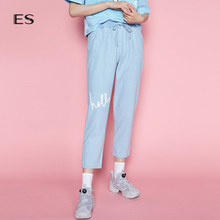 女8E032305047 七分牛仔裤 潮流哈伦修身 艾格ES2018夏新品