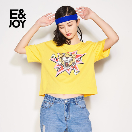 艾格E&joy女圆领印花短袖T恤衫8E0828054商品大图