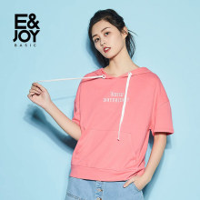 艾格basic女连帽纯色字母刺绣短袖T恤8E2028015图片