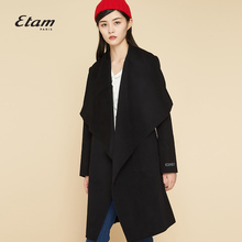 艾格Etam时尚简约个性通勤韩版纯色中长款毛呢大衣女8A0134110图片