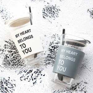 ins原宿水杯带盖勺