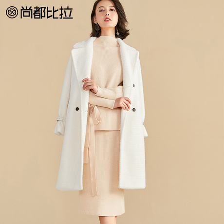 【8折价478元】尚都比拉2018冬新款呢子大衣毛呢仿貂绒外套女显瘦商品大图