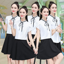 定制 幼儿园教师工作服套装 裙套装 幼师园服职业装 韩版 白衬衣女短袖