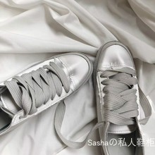 西班牙复古小众丝绸缎面帆布鞋韩版休闲平底浅口小白鞋女运动单鞋