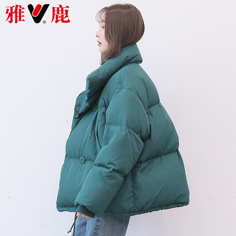 雅鹿2018冬季 青年女oversize加厚羽绒衣短 潮宽松大码高领鹅绒服商品大图