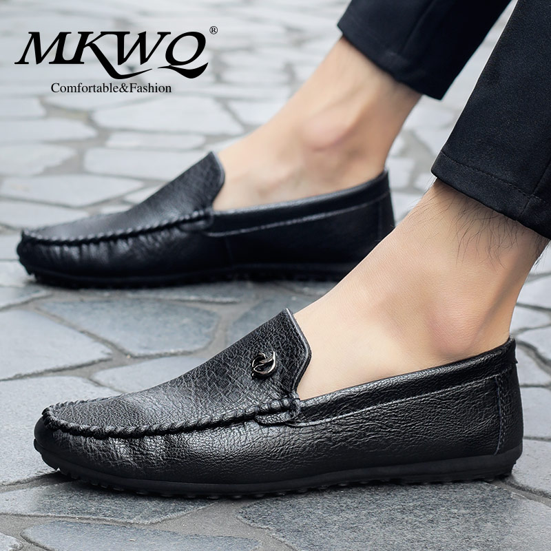 Men's casual leather shoes, breathable bean shoes, Korean version, versatile, one legged, lazy, formal leather shoes, trendy shoes, autumn